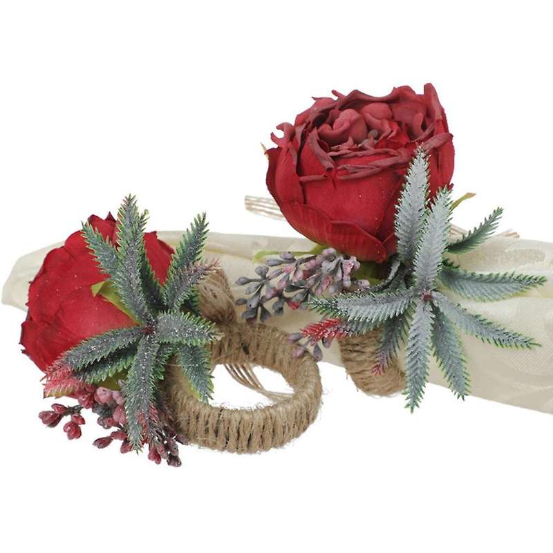 4pcs Artificial Flower Napkin Ring Flower Towel Napkin Buckle Holder Napkin Buckle Party Table Deco