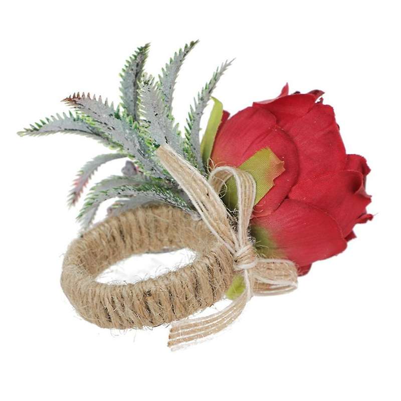 4pcs Artificial Flower Napkin Ring Flower Towel Napkin Buckle Holder Napkin Buckle Party Table Deco