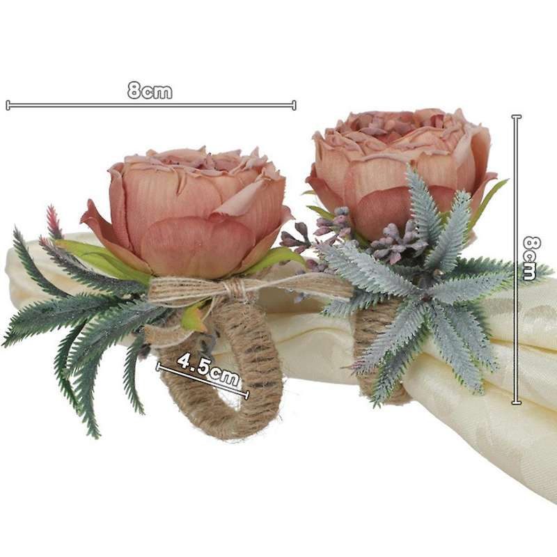 4pcs Artificial Flower Napkin Ring Flower Towel Napkin Buckle Holder Napkin Buckle Party Table Deco