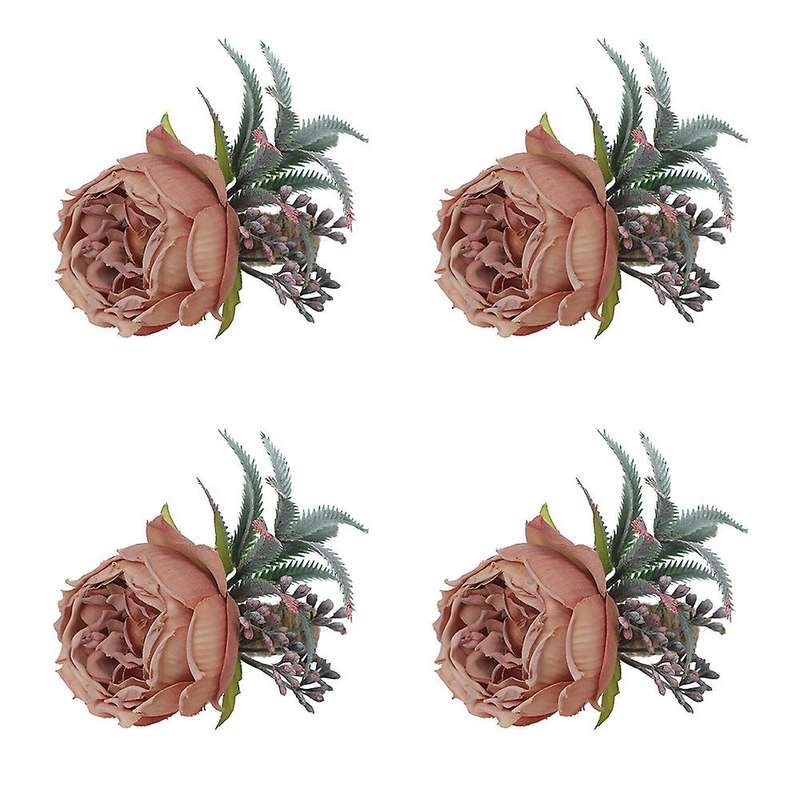 4pcs Artificial Flower Napkin Ring Flower Towel Napkin Buckle Holder Napkin Buckle Party Table Deco