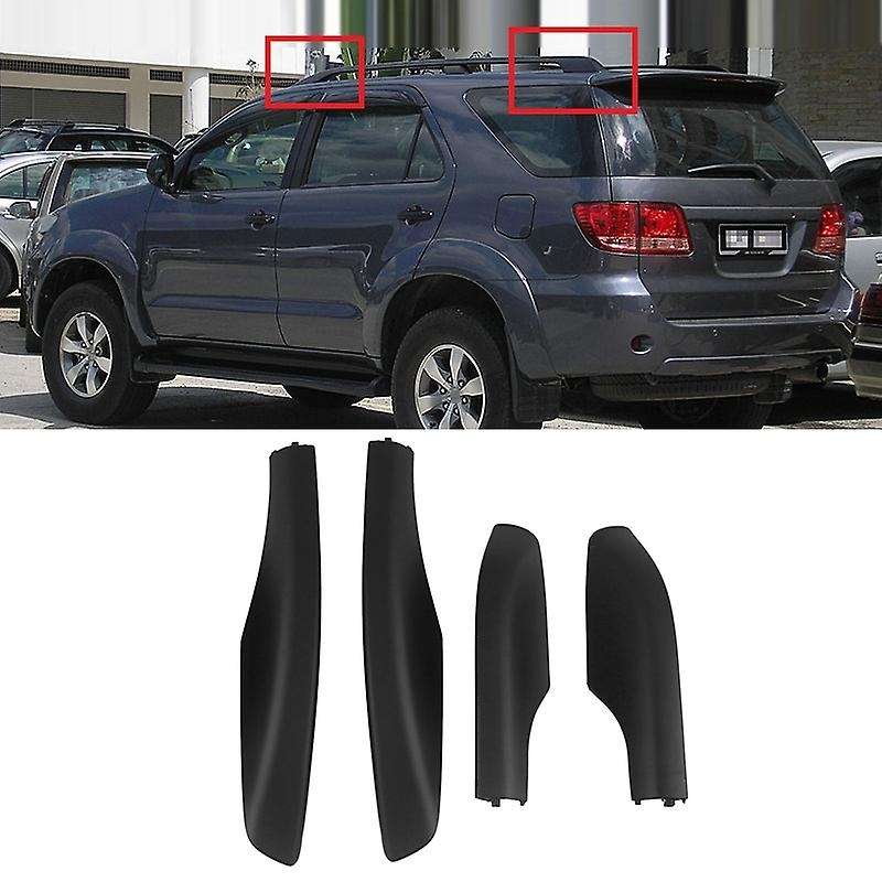 4pcs Black Abs Car Roof Luggage Rack Rail End Cover Shell Protector Fit for Fortuner 2004-2014