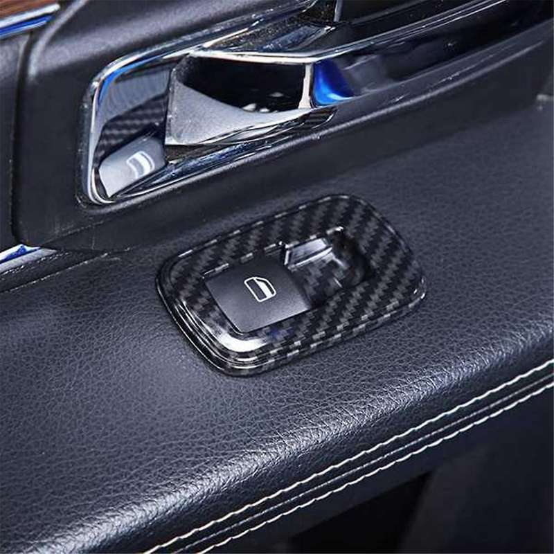 4pcs Black Carbon Fiber Car Inner Window Lift Trim Switch Panel Cover for Ram 2010-2017/charger Dur