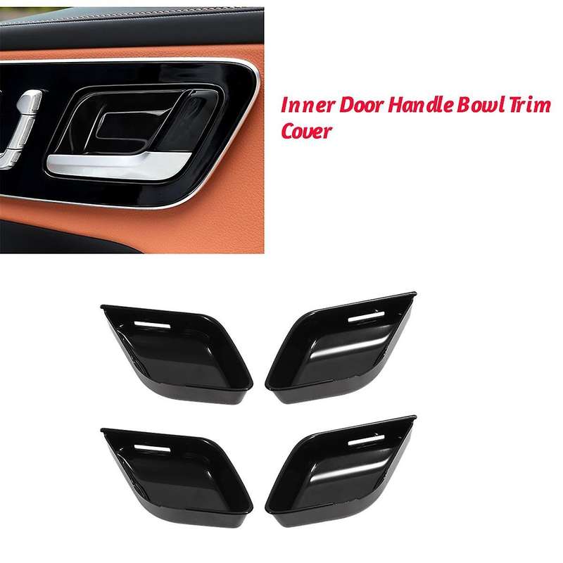 4Pcs Black Inner Door Handle Bowl Cover Trim for C E W214 S W223 GLC EQE EQS-Class 2021-2024 Door B