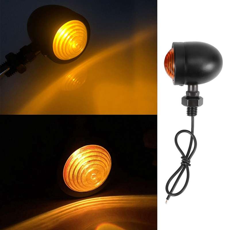 4Pcs Black Motorcycle Turn Signal Indicator Lamp Light Blinker Light for Chopper Bobber