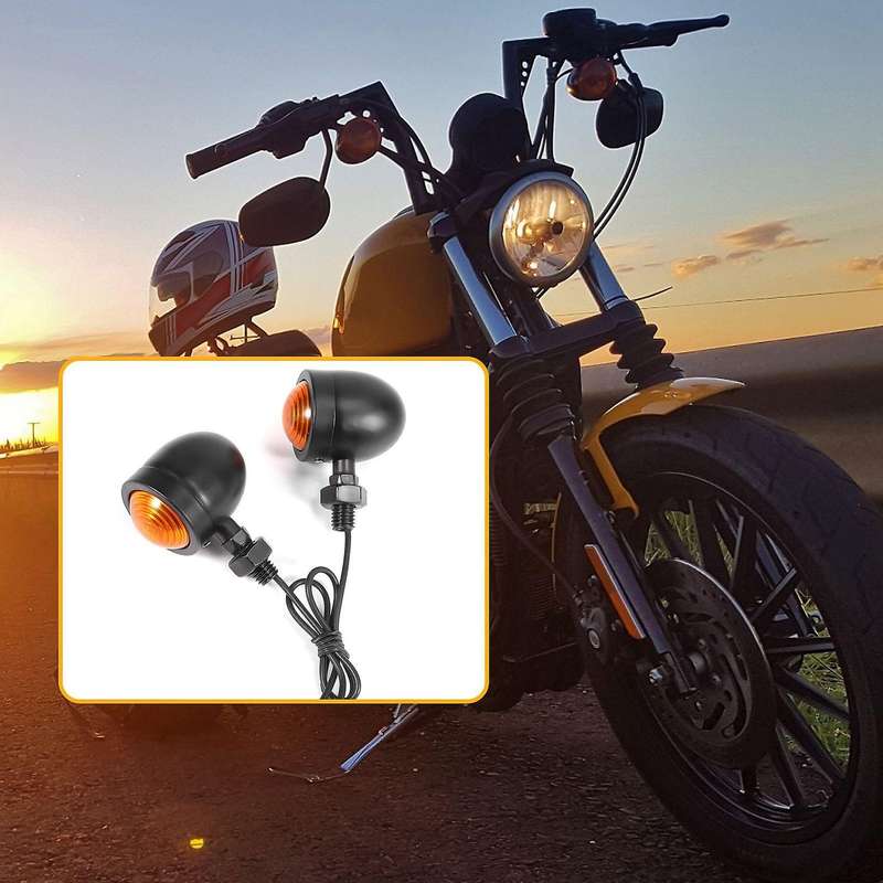 4Pcs Black Motorcycle Turn Signal Indicator Lamp Light Blinker Light for Chopper Bobber