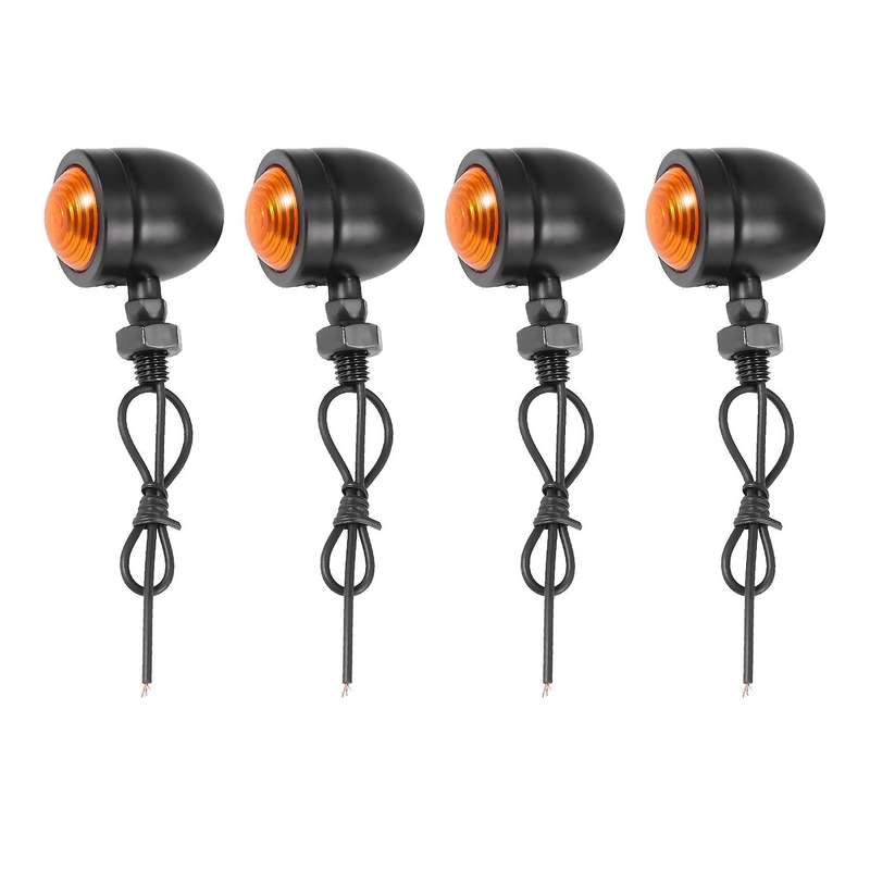 4Pcs Black Motorcycle Turn Signal Indicator Lamp Light Blinker Light for Chopper Bobber