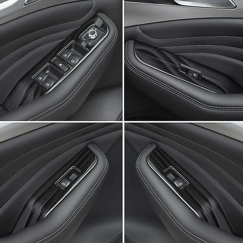 4Pcs Black for F7 F7X Interior Door Armrest Window Lift Switch Panel Cover Trim Stainless Steel Deco