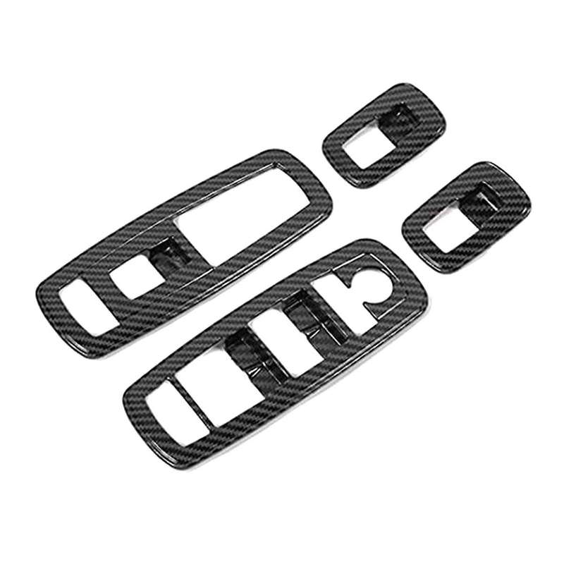4Pcs Black Carbon Fiber Car Inner Window Lift Trim Switch Panel Cover for RAM 2010-2017/Charger Dura