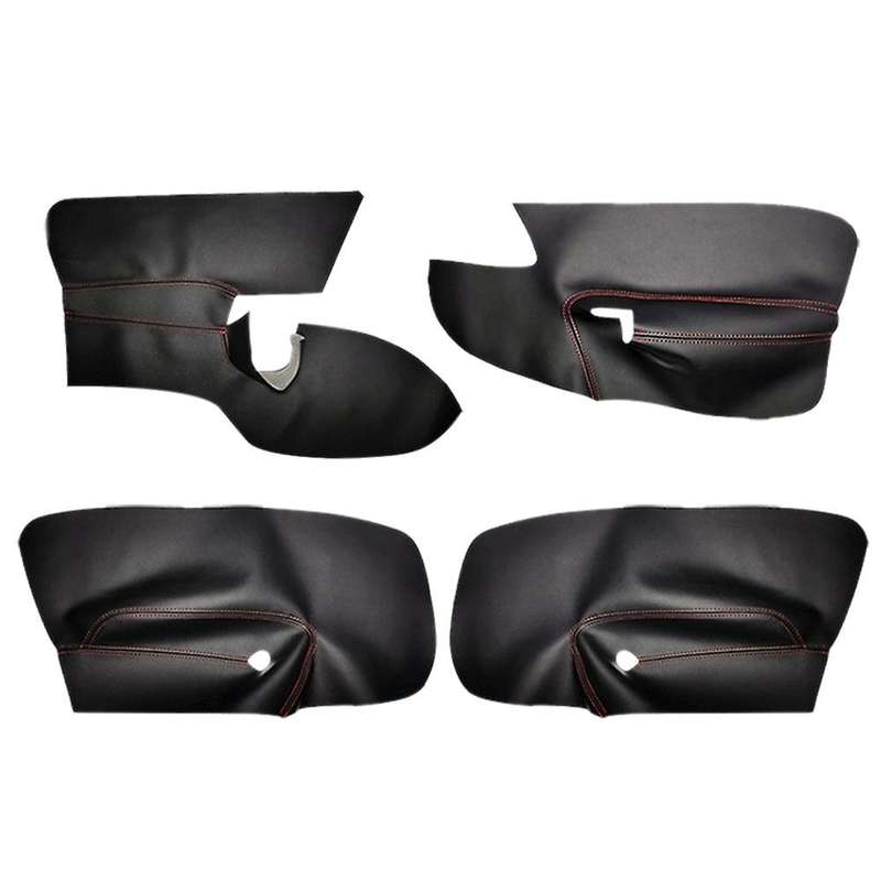 4PCS Black+RED LHD 4 Doors Armrest Panel Leather Cover Inner Trim for MK5 2005-2010 with Tools
