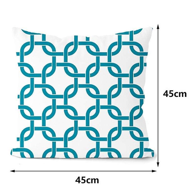 4PCS Blue Geometry Cushion Cover Pillowcase Home Decorative Sofa Square Pillow Cover Bedroom Car De