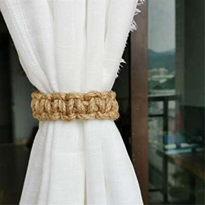 4Pcs Braided Curtain Tiebacks for Drapes, Rustic Curtain Holdbacks, Handmade Curtain Ties for Sheer/