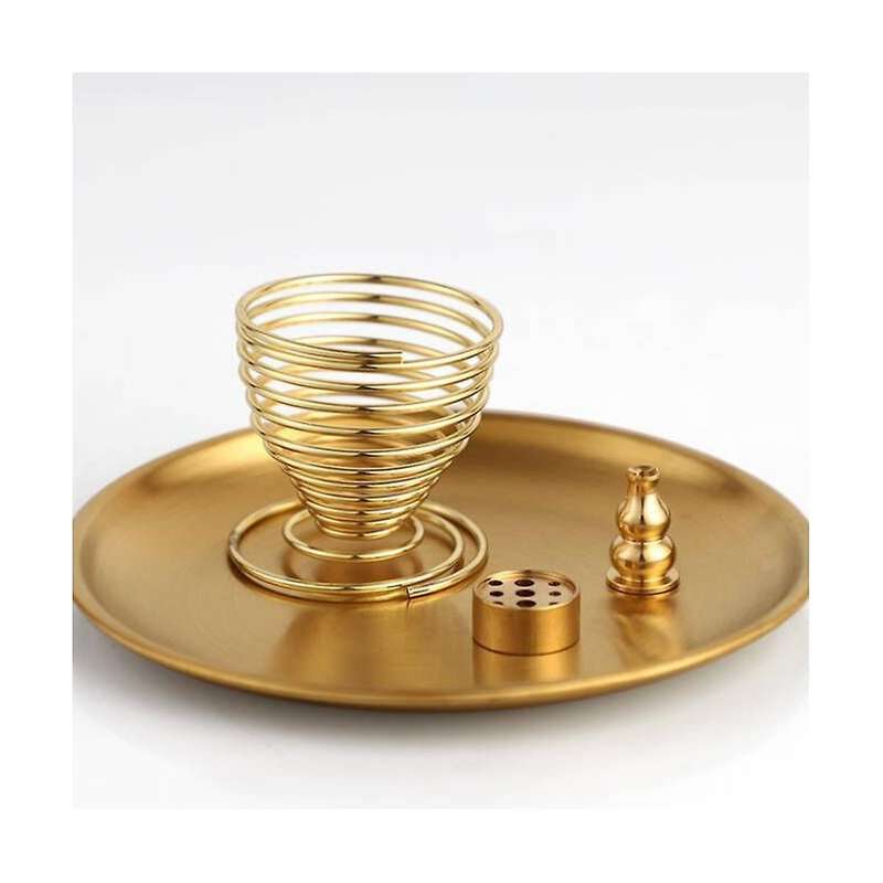 4Pcs Burner, Incense Holder for Incense Sticks/Coil Incense/Incense Cones, Brass Ash Catcher for Med
