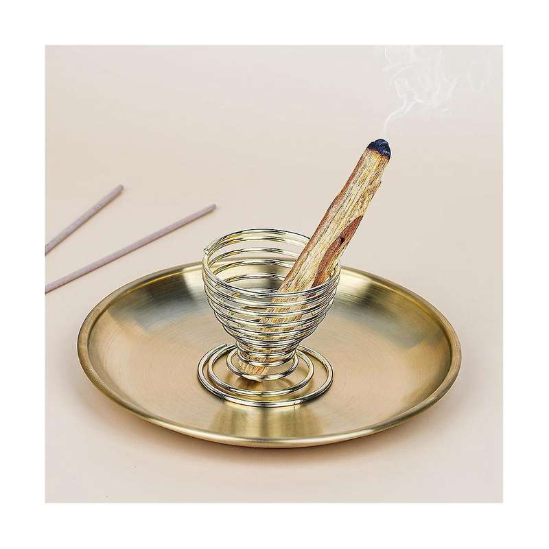 4Pcs Burner, Incense Holder for Incense Sticks/Coil Incense/Incense Cones, Brass Ash Catcher for Med