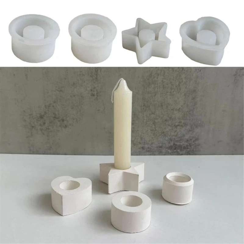 4Pcs Candle Holder Silicone Mold,Silicone DIY Candle Holder Mould Round Candlestick Casting Mould fo