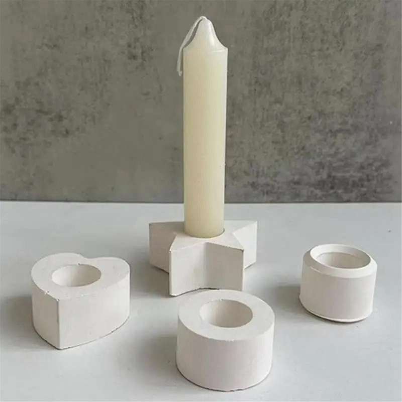 4Pcs Candle Holder Silicone Mold,Silicone DIY Candle Holder Mould Round Candlestick Casting Mould fo