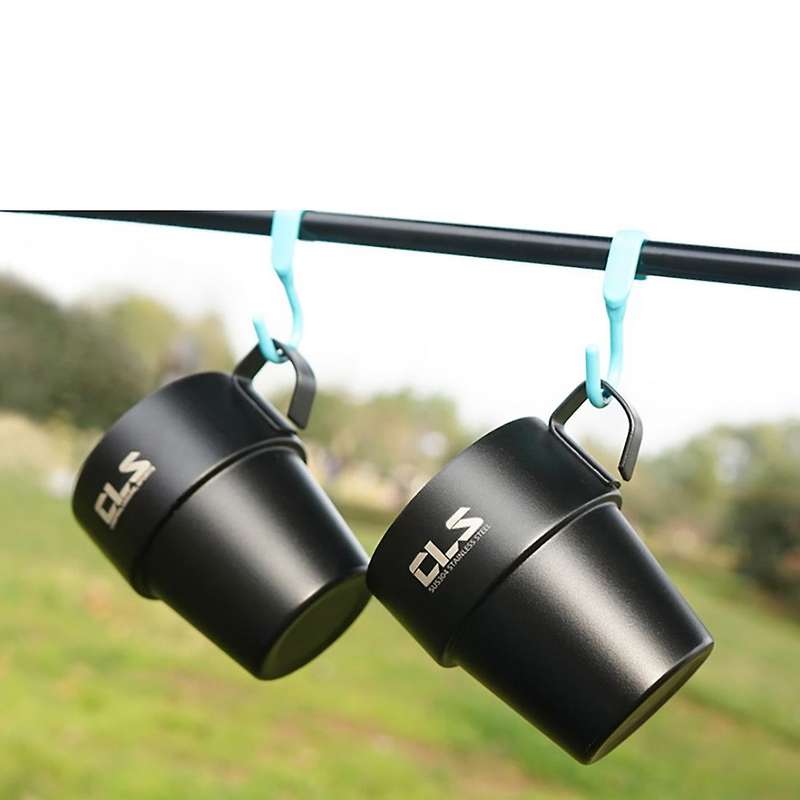 4Pcs Camping Cups Set Stackable Drinking Water Cups Coffee Mug with Cup Holder for Outdoors Camping