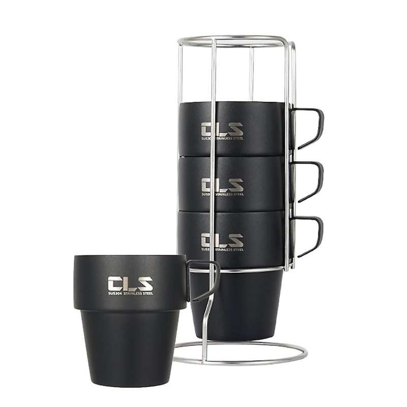 4Pcs Camping Cups Set Stackable Drinking Water Cups Coffee Mug with Cup Holder for Outdoors Camping