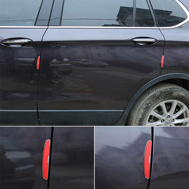 4PCS Car Anti-Collision Strip Bumper Corner Guard Universal Scratch Strip Bumper Protector Red