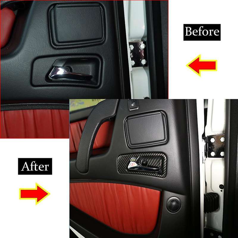 4PCS Car Carbon Fiber Inner Door Handle Bowl Cover Trim for G Class W463 G63 G500 2007-2010