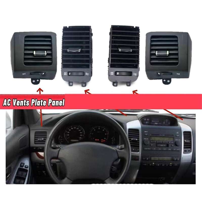 4Pcs Car Dashboard Air Conditioning Vent Outlet for Land Cruiser Prado LC120 GX470 2003-2009 Black