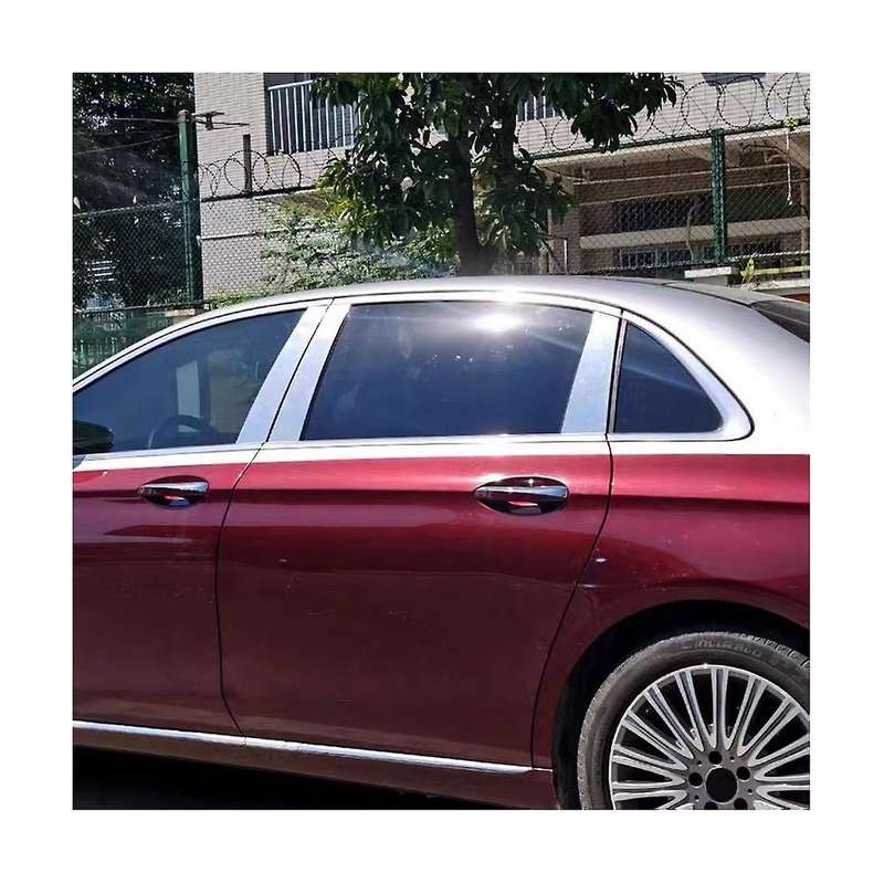 4Pcs Car Door Window B Pillar Trim Panel for E Class 2016-2023 Center Post Aluminum Bright Strip St