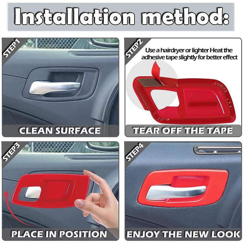 4PCS Car Inner Door Handle Bowl Cover Trim for 2011-2021 Charger Interior Decoration Accessories, Re