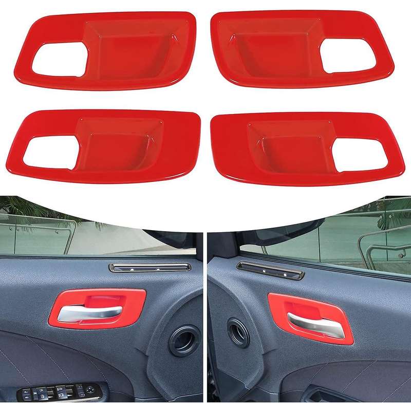 4PCS Car Inner Door Handle Bowl Cover Trim for 2011-2021 Charger Interior Decoration Accessories, Re