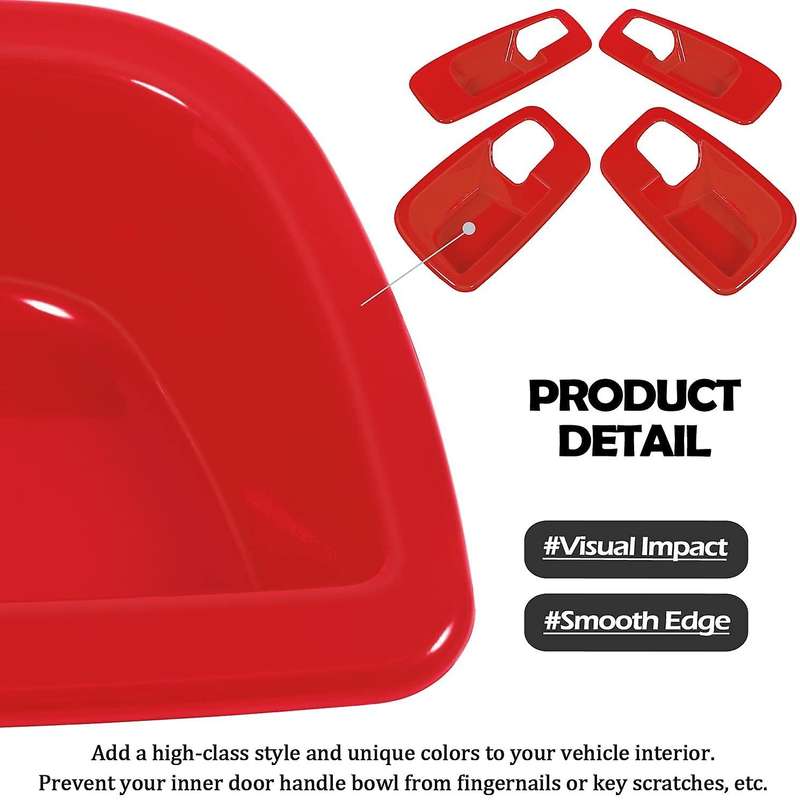 4PCS Car Inner Door Handle Bowl Cover Trim for 2011-2021 Charger Interior Decoration Accessories, Re