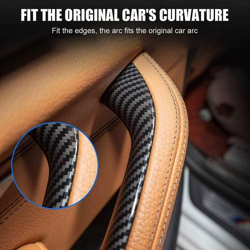 4Pcs Car Interior Black Door Armrest Pull Handle Protective Cover Trim for - 5 Series G30 G38 2018-2