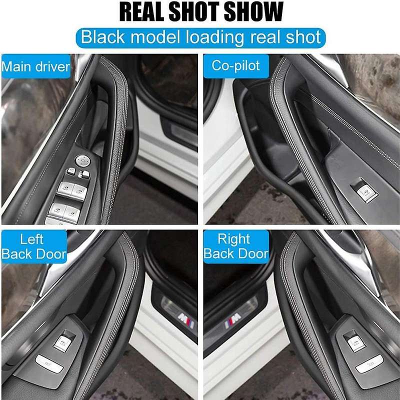 4Pcs Car Interior Black Door Armrest Pull Handle Protective Cover Trim for - 5 Series G30 G38 2018-2