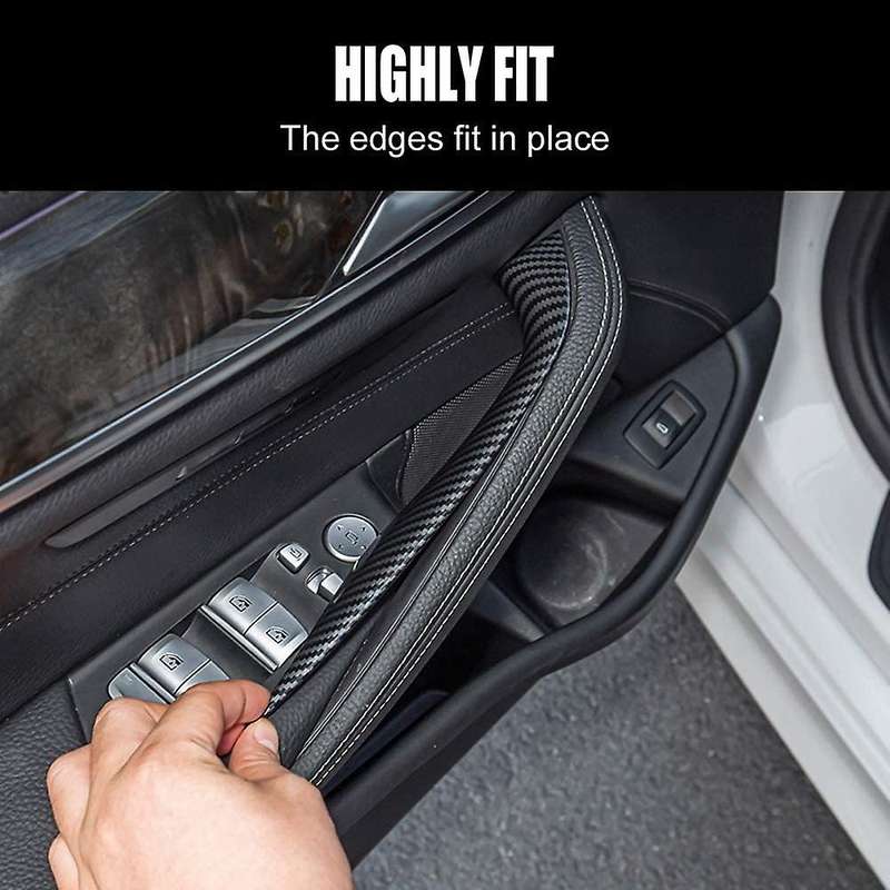 4Pcs Car Interior Carbon Fiber ABS Door Armrest Pull Handle Protective Cover Trim for - 5 Series G30