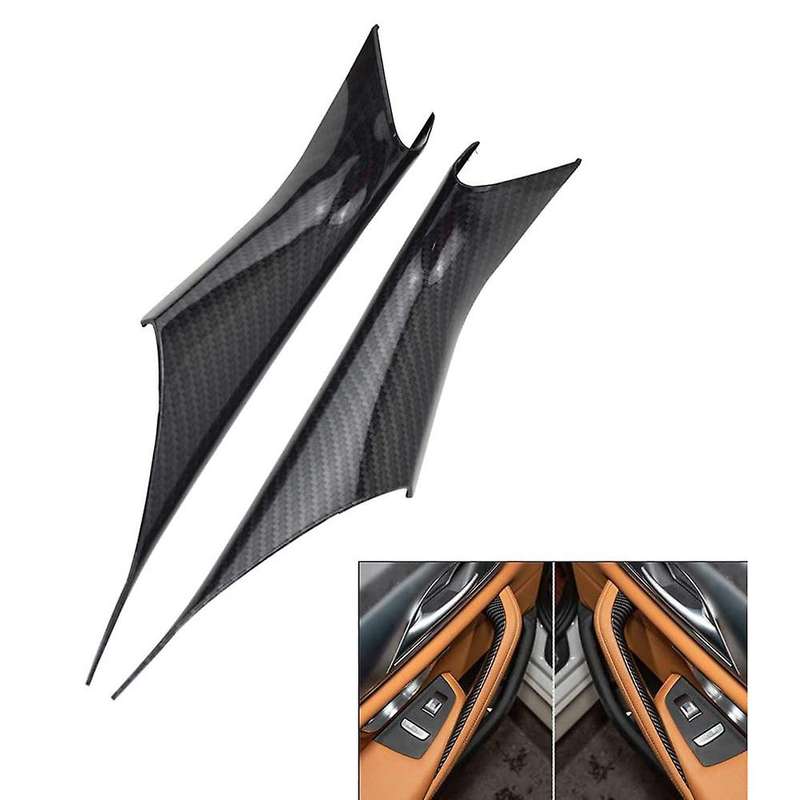 4Pcs Car Interior Carbon Fiber ABS Door Armrest Pull Handle Protective Cover Trim for - 5 Series G30