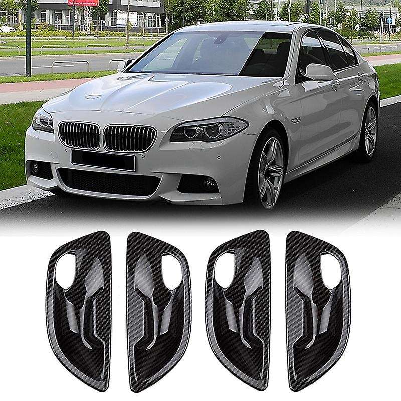 4Pcs Car Interior Door Handle Bowl Cover Trim for 5 Series F10 F11 F18 520 525 2011-2017 Carbon Fibe