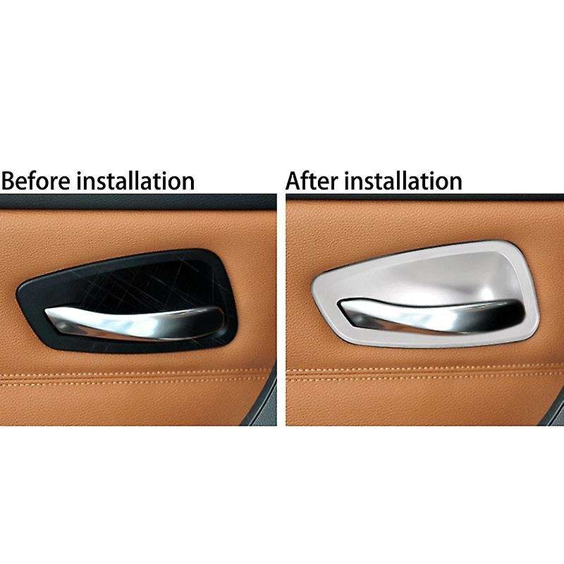 4Pcs Car Interior Door Handle Panel Bowl Cover Trim Frame for 3 Series E90 2005-2012
