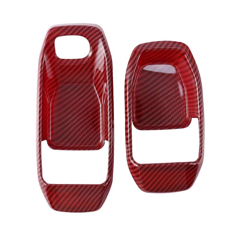4PCS Car Interior Door Handle Bowl Cover Trim Frame for 2018-2021 Wrangler JL JLU JT 4-Door Red Carb