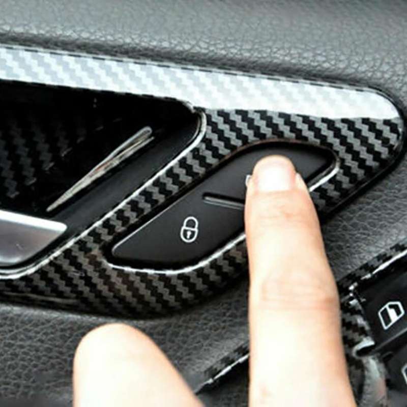 4Pcs Car Interior Door Handle Bowl Trim for Golf MK6 2010-2013 Carbon Fiber