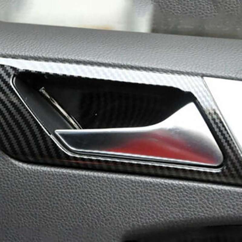 4Pcs Car Interior Door Handle Bowl Trim for Golf MK6 2010-2013 Carbon Fiber