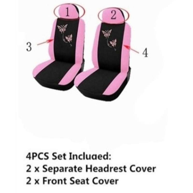 4Pcs Car Seat Covers Butterfly Embroidery Car-Styling Woman Seat Covers Automobiles Car Interior Acc