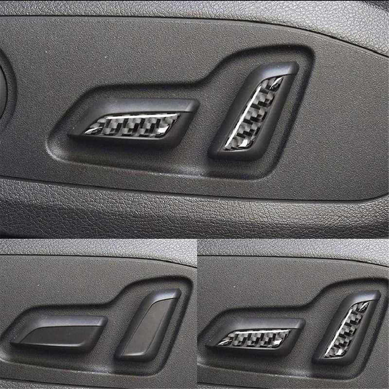4Pcs Car Seat Adjust Button Cover Sticker Carbon Fiber Trim Auto Anti-Scratch Accessories for A4 B9