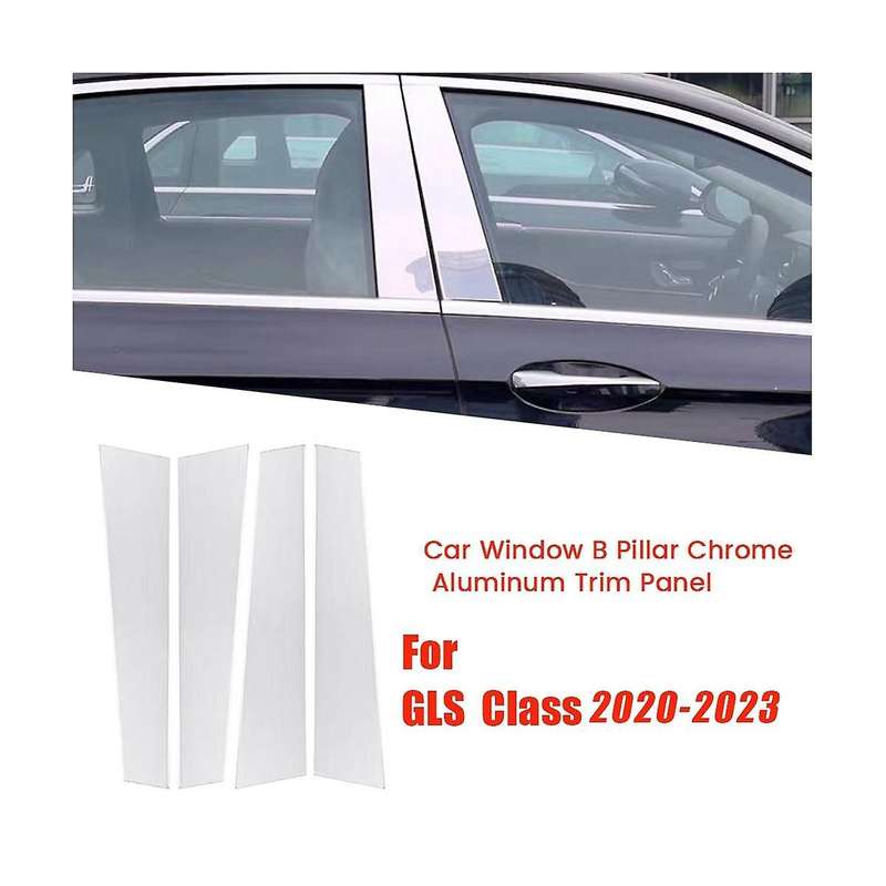 4Pcs Car Window B Pillar Strip Stickers for GLS Class 2016-2023 Center Post Chrome Aluminum Trim Pa
