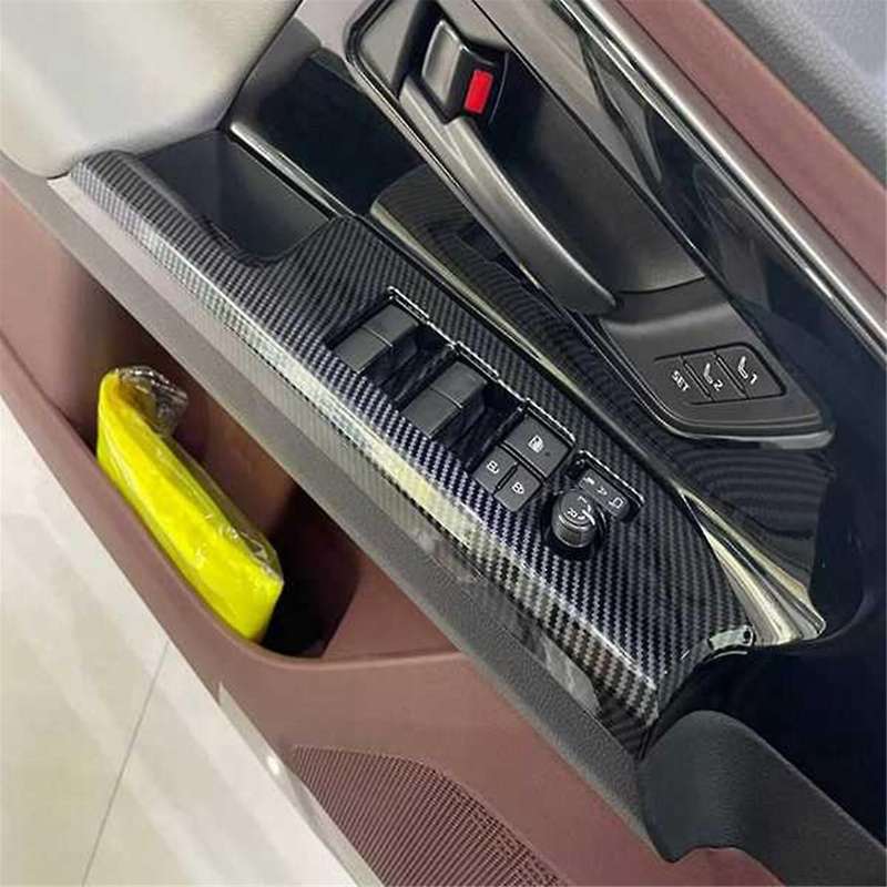 4pcs Car Window Glass Lift Button Switch Cover Trim Door Armrest Panel for Bz4x 2022 2023 Carbon Fib