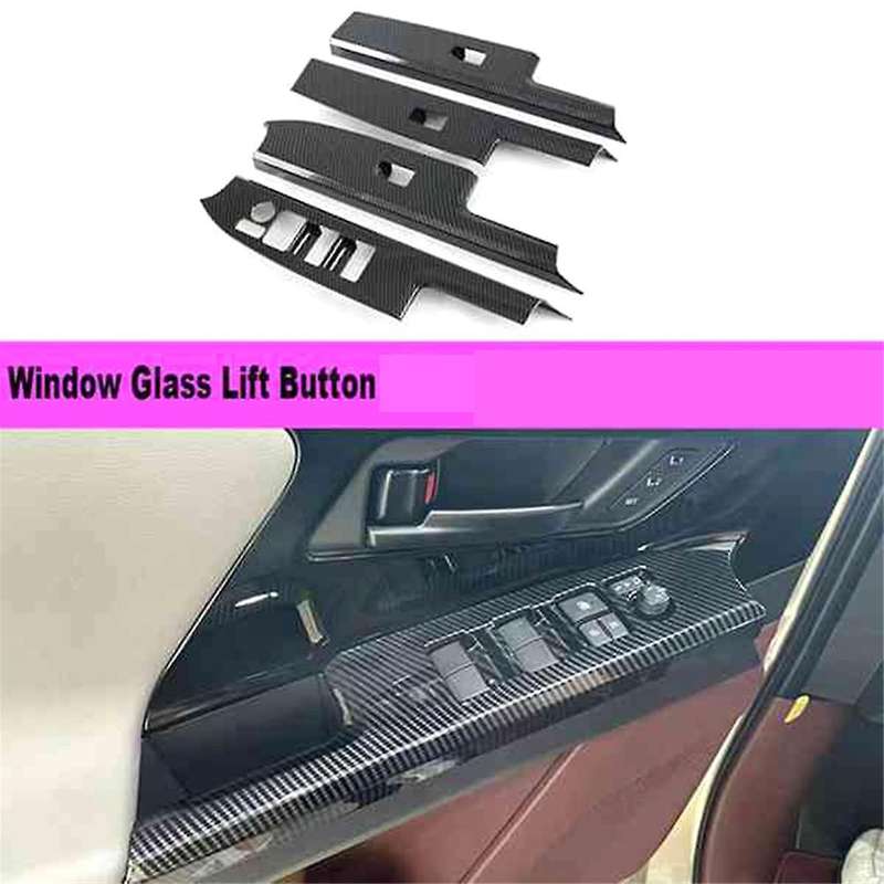 4pcs Car Window Glass Lift Button Switch Cover Trim Door Armrest Panel for Bz4x 2022 2023 Carbon Fib