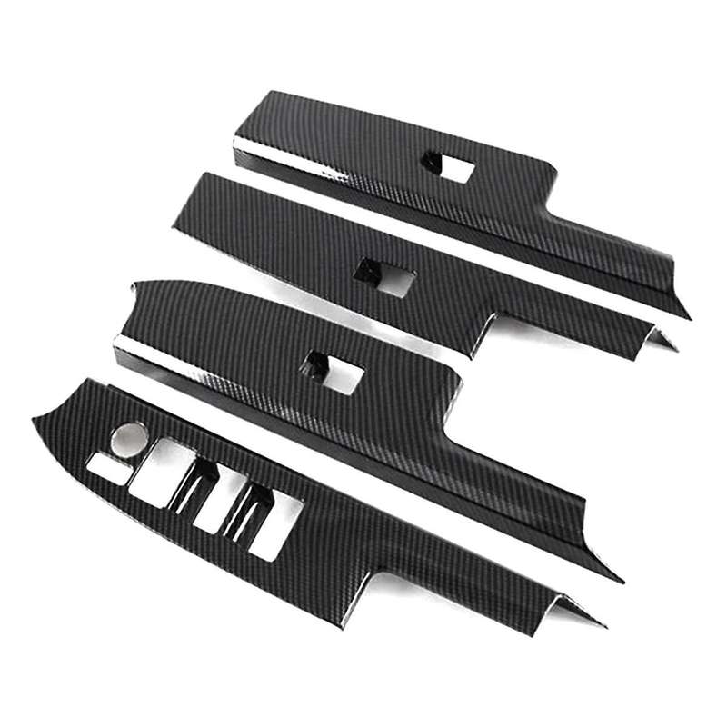 4pcs Car Window Glass Lift Button Switch Cover Trim Door Armrest Panel for Bz4x 2022 2023 Carbon Fib