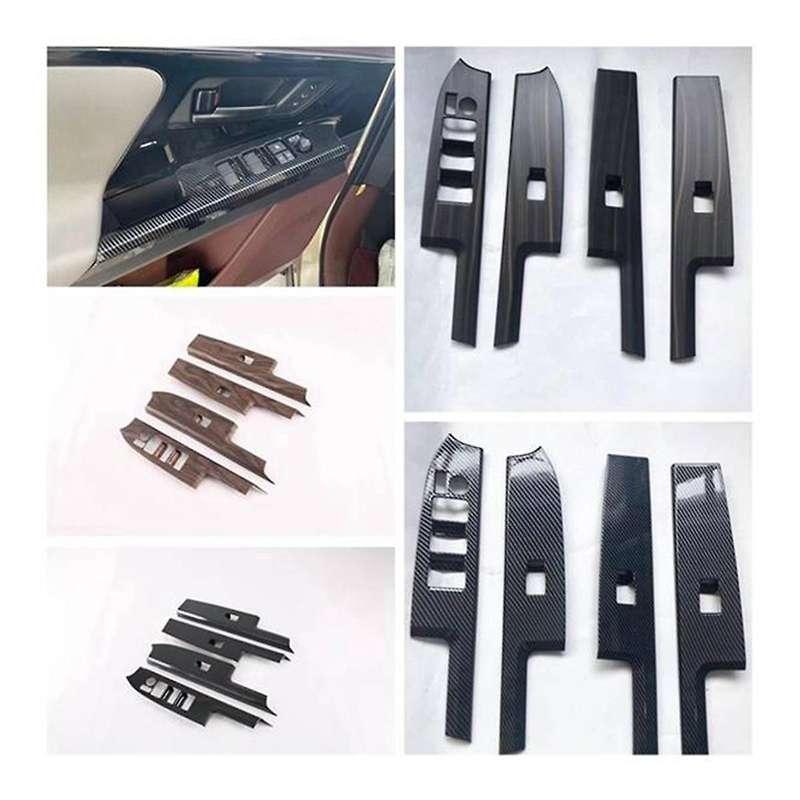 4pcs Car Window Glass Lift Button Switch Cover Trim Door Armrest Panel for Bz4x 2022 2023 Carbon Fib