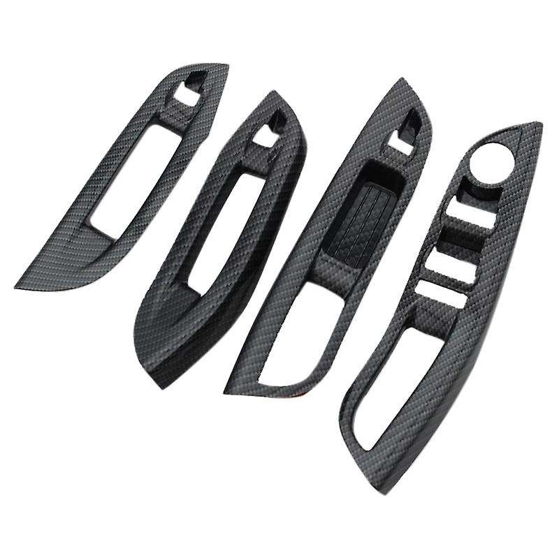 4Pcs Carbon ABS Car Window Lifter Panel Frame Decoration Cover Trim Sticker for Focus 3 4 Accessorie