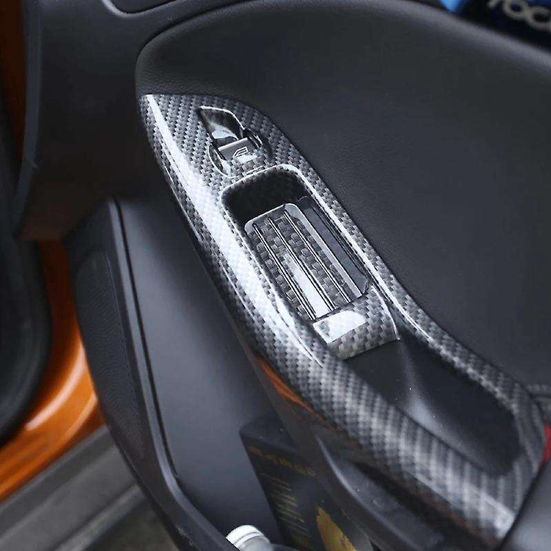4Pcs Carbon ABS Car Window Lifter Panel Frame Decoration Cover Trim Sticker for Focus 3 4 Accessorie