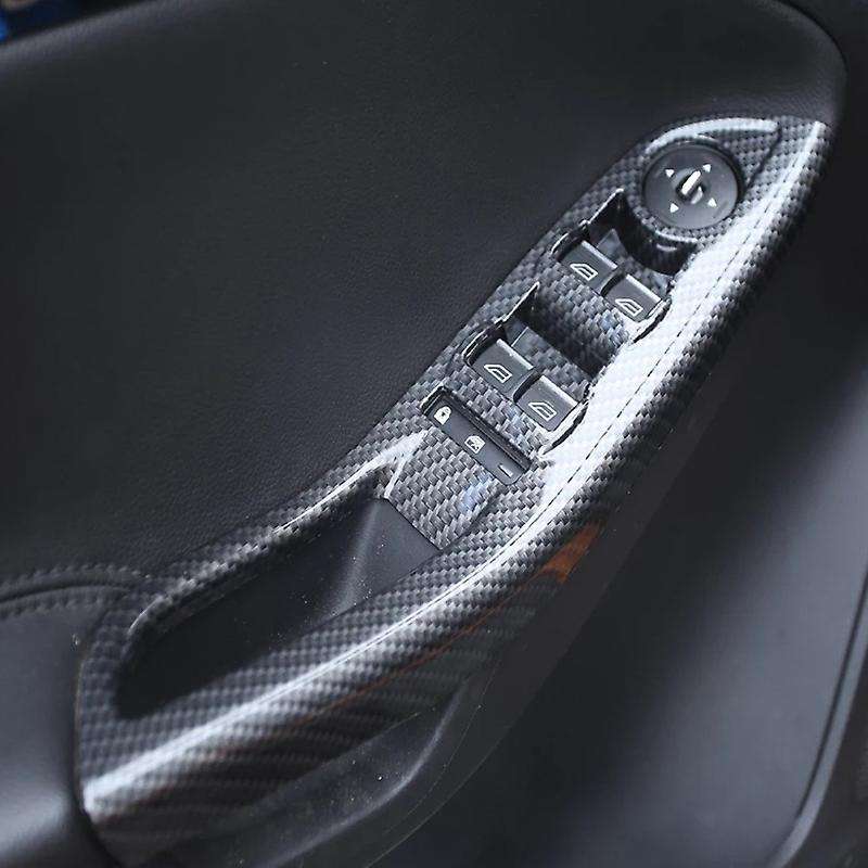 4Pcs Carbon ABS Car Window Lifter Panel Frame Decoration Cover Trim Sticker for Focus 3 4 Accessorie