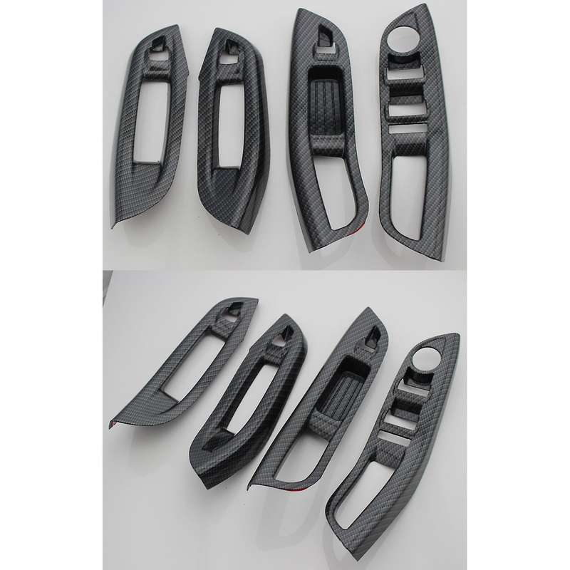 4Pcs Carbon ABS Car Window Lifter Panel Frame Decoration Cover Trim Sticker for Focus 3 4 Accessorie