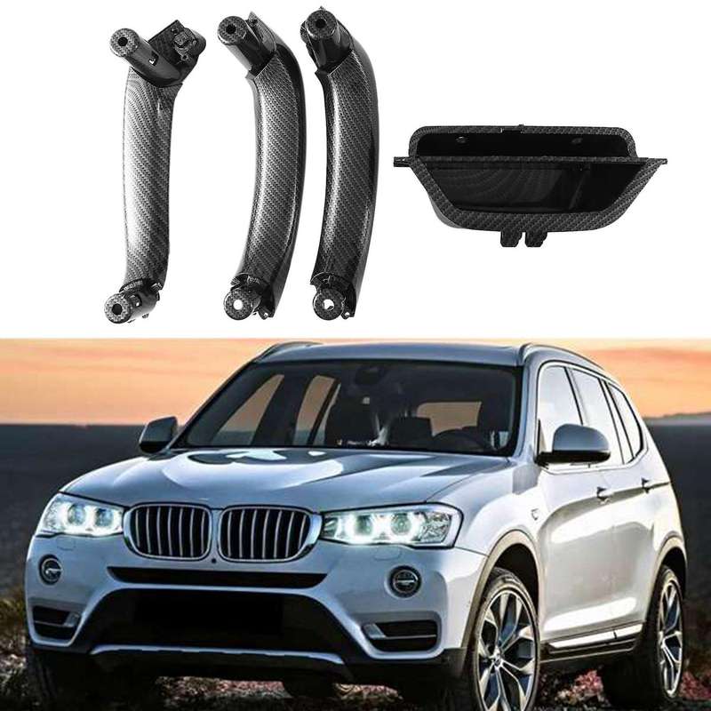 4pcs Carbon Fiber Car Inner Door Handle Pull Grab Panel Handle for X3 X4 F25 F26 2010-2016 Rhd