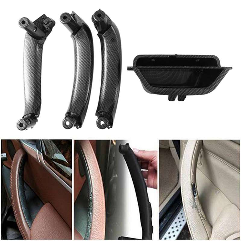 4pcs Carbon Fiber Car Inner Door Handle Pull Grab Panel Handle for X3 X4 F25 F26 2010-2016 Rhd
